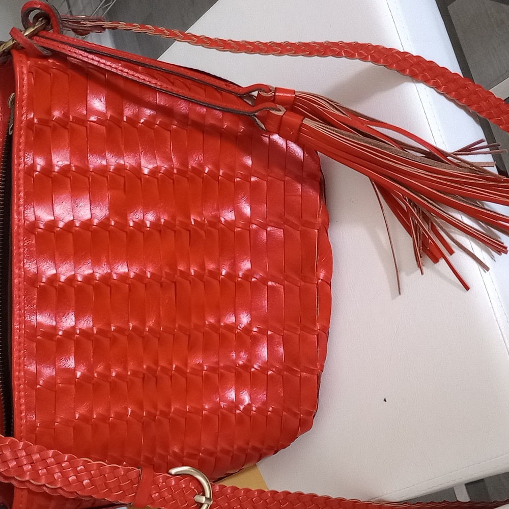 Patricia Nash Red Woven Crossbody Bag